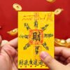 Traditional Chinese wealth talisman with cultural symbols related to prosperity and fortune beliefs